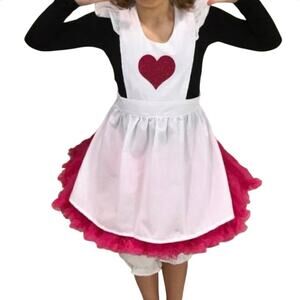 Handmade Queen‎ of Hearts Costume Child Medium Alice in Wonderland Red Heart Set